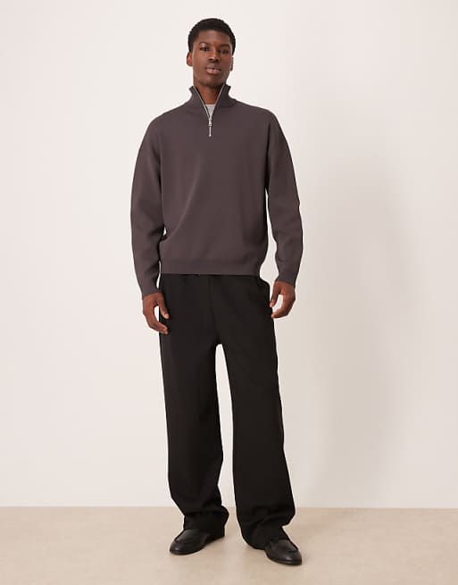 DESIGN wide leg jogger in black