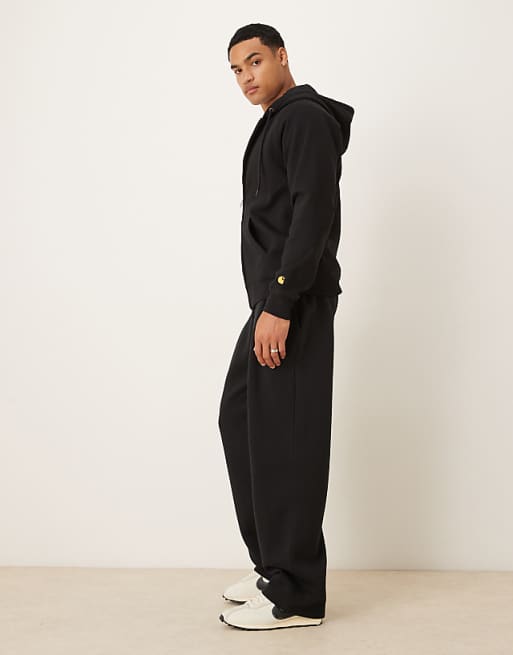 DESIGN Wide Leg Jogger With Pleats In Black