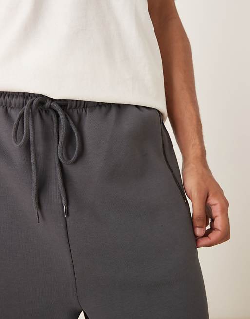 DESIGN Wide Leg Jogger With Side Taping In Charcoal