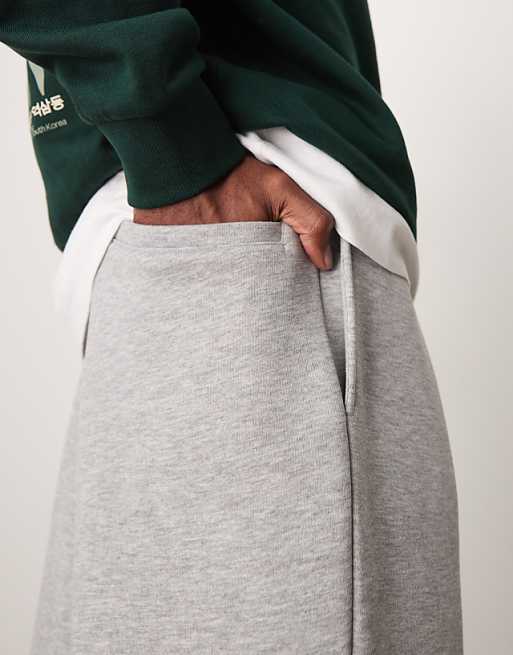 DESIGN Wide Leg Joggers With Pinched Hem In Grey Marl