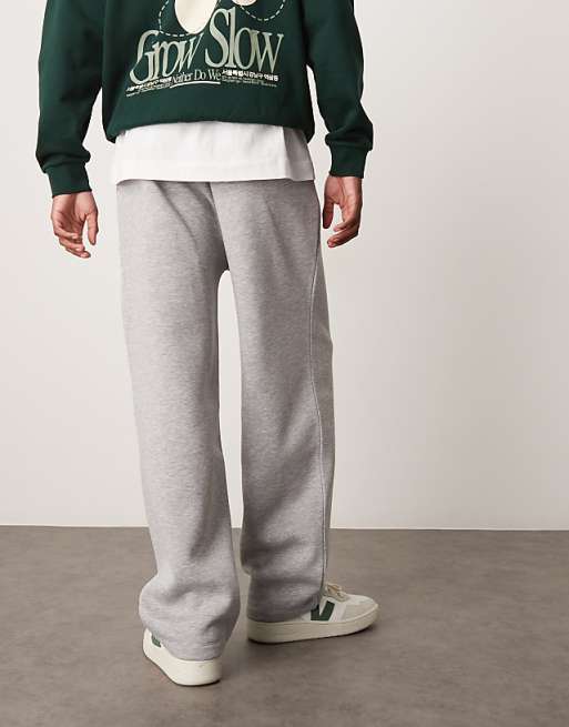 DESIGN Wide Leg Joggers With Pinched Hem In Grey Marl
