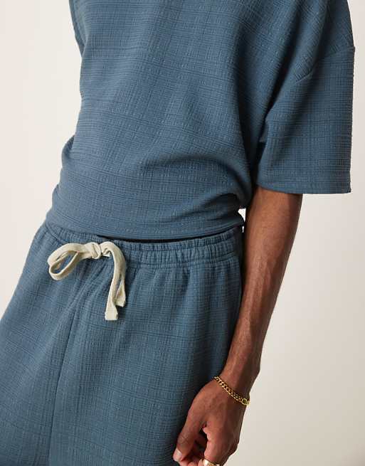 DESIGN Wide Leg Linen Look Jogger In Blue