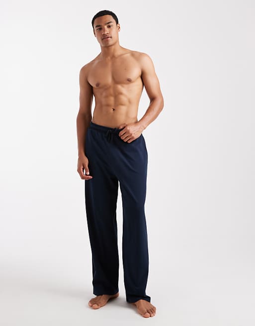 DESIGN wide leg lounge bottoms in navy