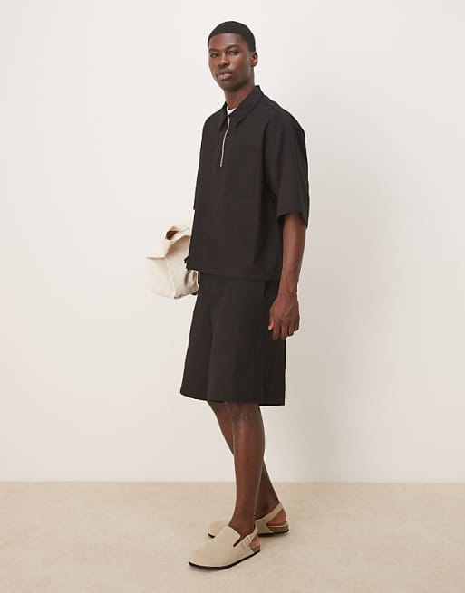 DESIGN wide leg short co-ord in black