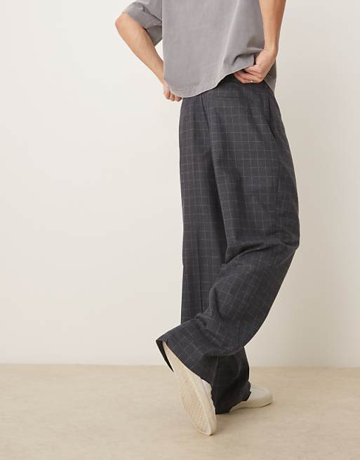 DESIGN Wide Leg Trouser In Check