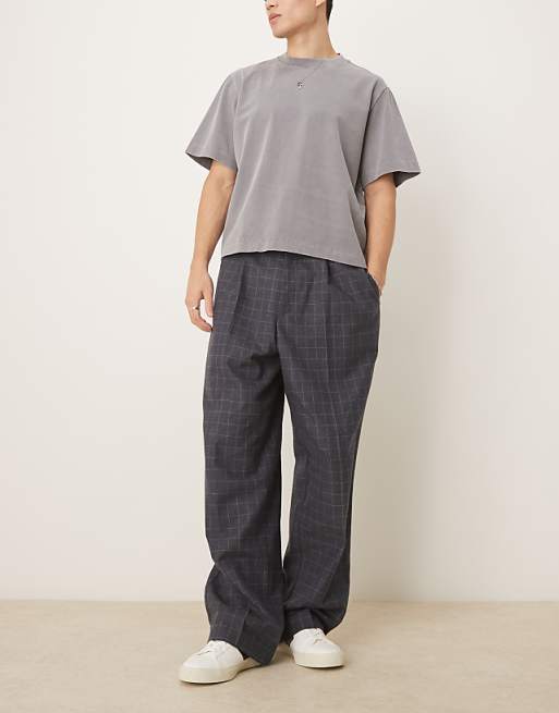 DESIGN Wide Leg Trouser In Check