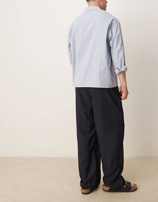 DESIGN Wide Leg Trousers In Navy