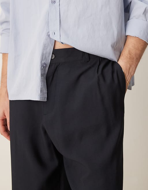 DESIGN Wide Leg Trousers In Navy