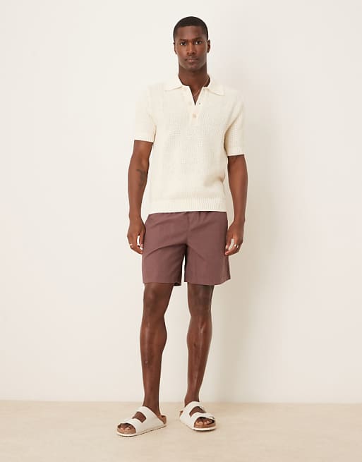 DESIGN Wide Shorts In Brown Linen Blend