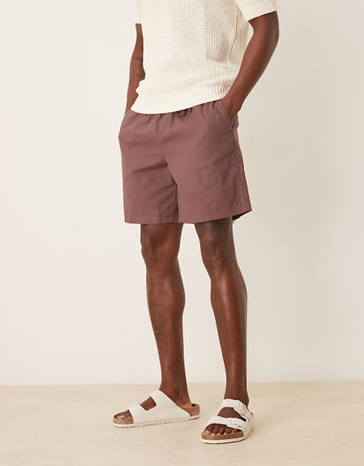 DESIGN wide shorts in brown linen blend