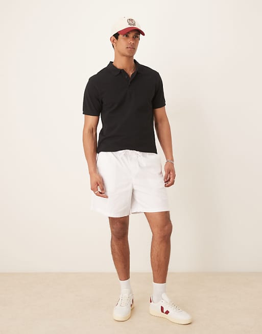 DESIGN Wide Shorts In White Linen Blend
