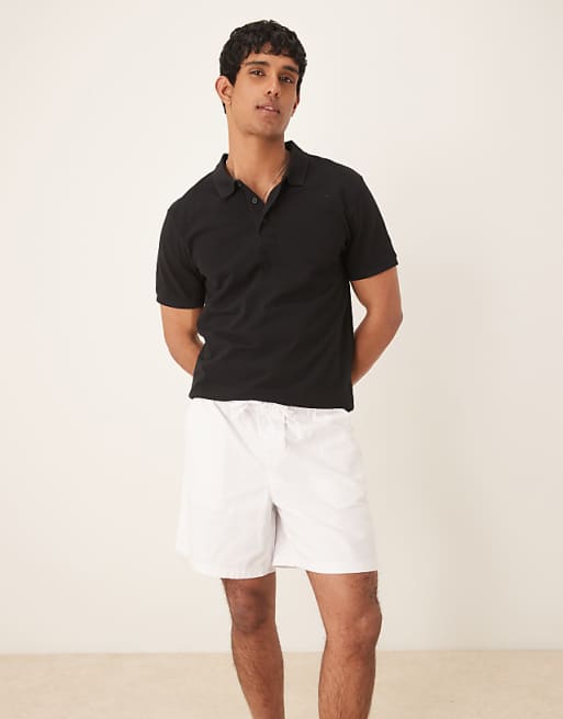DESIGN wide shorts in white linen blend