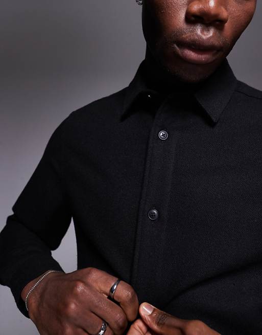 DESIGN Wool Look Overshirt In Black