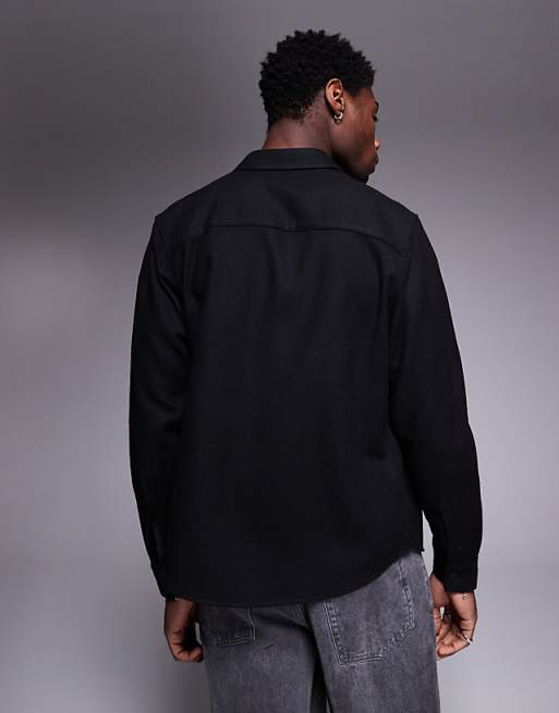 DESIGN Wool Look Overshirt In Black