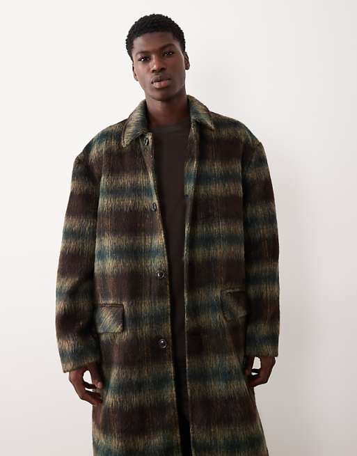 DESIGN Wool Look Oversized Coat In Brown Check