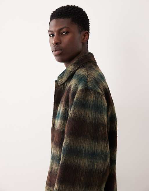 DESIGN Wool Look Oversized Coat In Brown Check