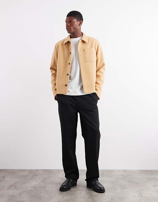 DESIGN Wool Look Shacket In Camel