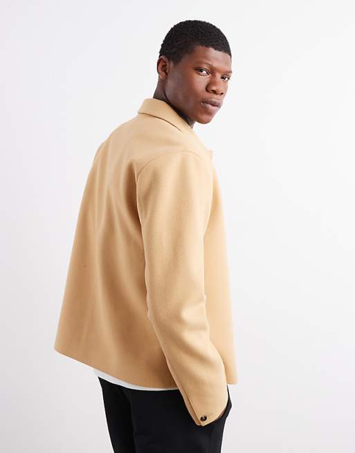 DESIGN Wool Look Shacket In Camel