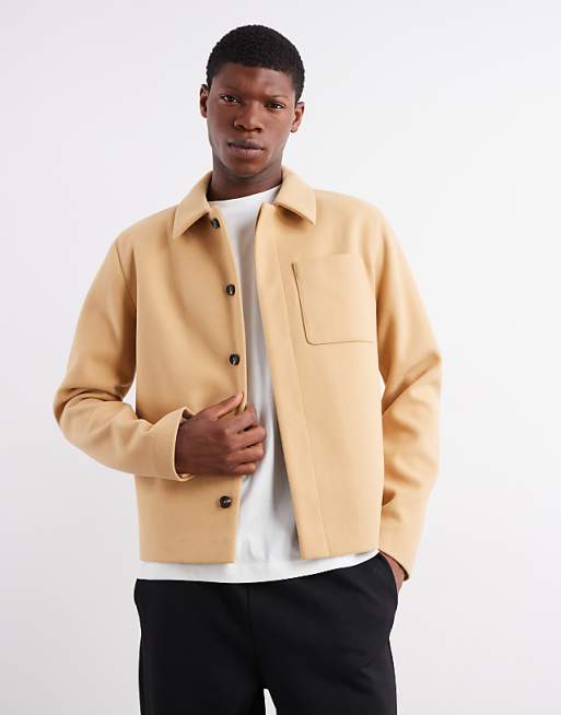 DESIGN wool look shacket in camel