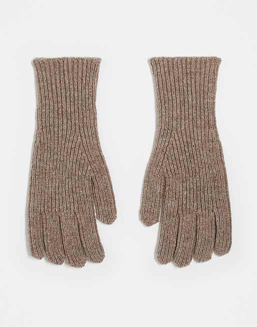 DESIGN wool ribbed gloves in oatmeal