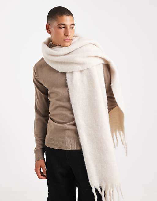 DESIGN Woven Brushed Scarf In Cream