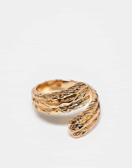 DESIGN Wrap Around Ring With Molten Texture In Gold Tone