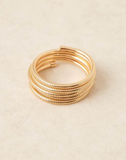 DESIGN Wrap-around Stretchy Bracelet In Gold Tone