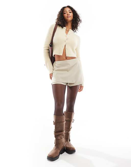 DESIGN Wrap Front Skort In Natural