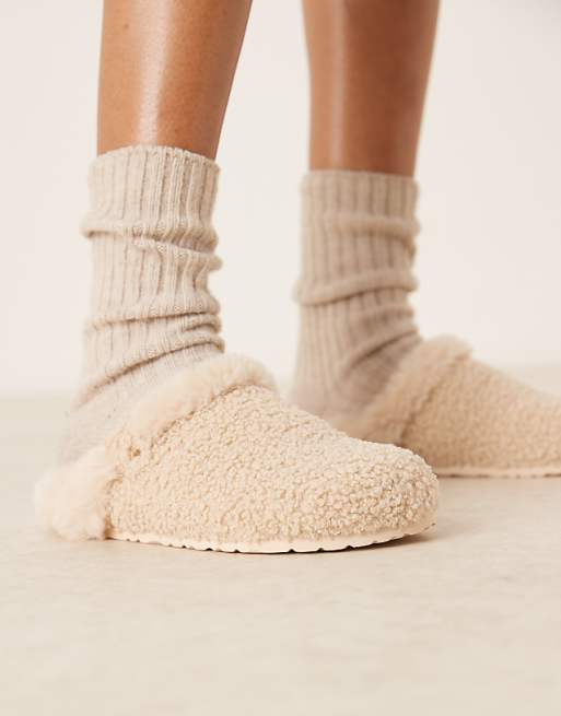 DESIGN Zabby clog mule slipper in cream borg
