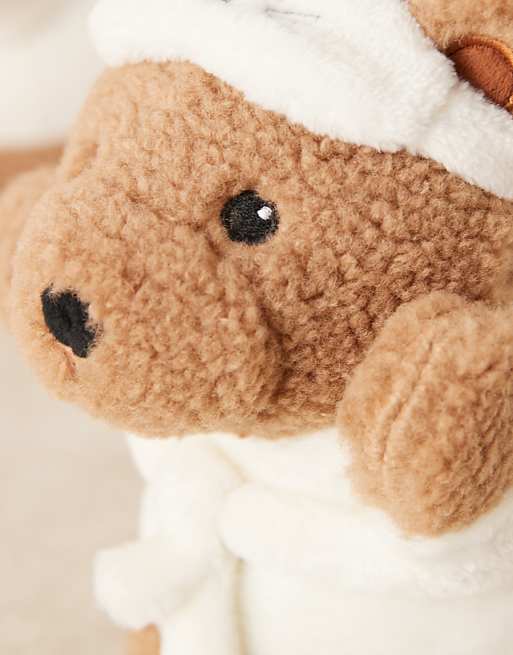 DESIGN Zemi Teddy Bear Robe Slipper In Tan Borg