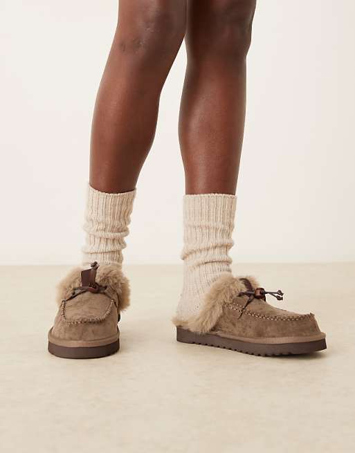 DESIGN Zeta Moccasin Mule Slipper In Grey