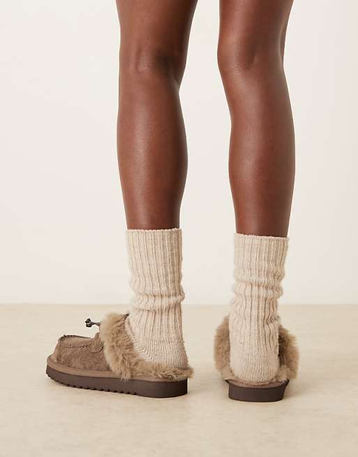 DESIGN Zeta Moccasin Mule Slipper In Grey