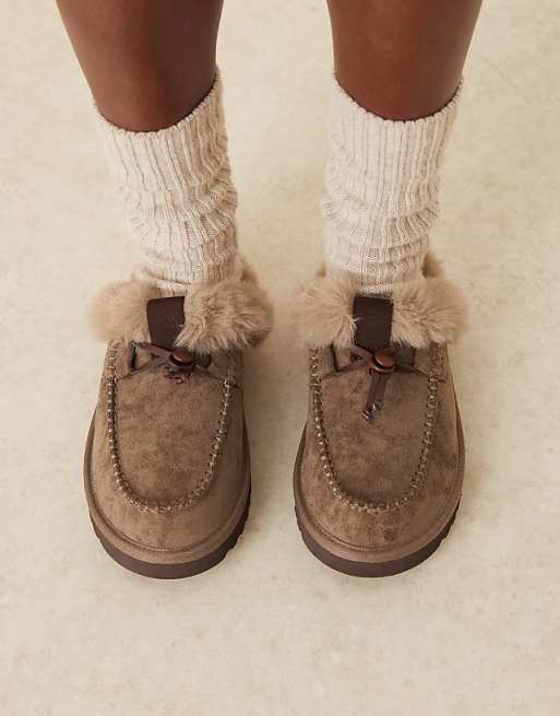 DESIGN Zeta moccasin mule slipper in grey