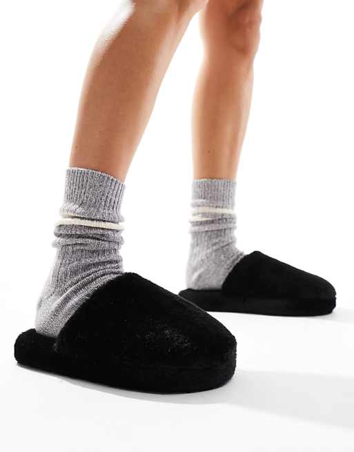 DESIGN Zina Closed Toe Slippers In Black