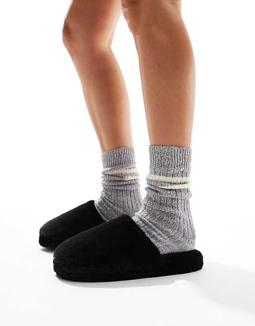 DESIGN Zina closed toe slippers in black