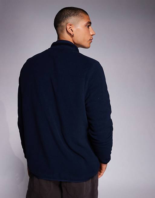 DESIGN Zip Through Fleece Jacket In Navy