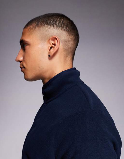 DESIGN Zip Through Fleece Jacket In Navy