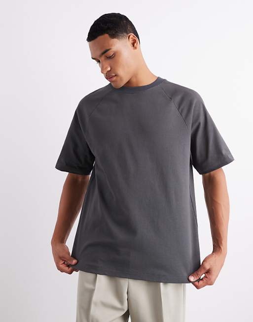 DETAIL heavyweight 240gsm relaxed fit raglan t-shirt in charcoal