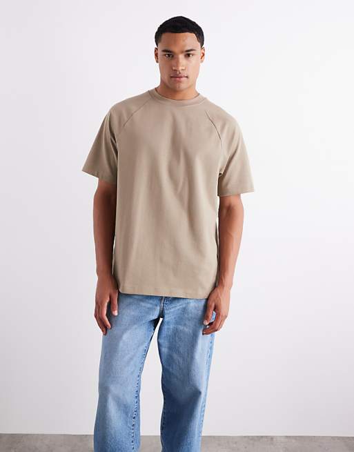DETAIL heavyweight 240gsm relaxed fit raglan t-shirt in greige