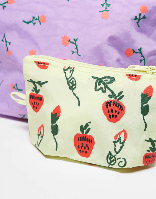 Baggu Go Pouch 3 Pack Set In Painted Prairie Print