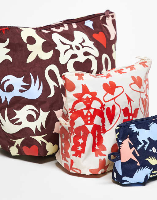Baggu Go Pouch 3 Pack Set In Western Cut-out Prints