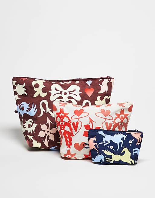 Baggu Go Pouch 3 pack set in western cut-out prints