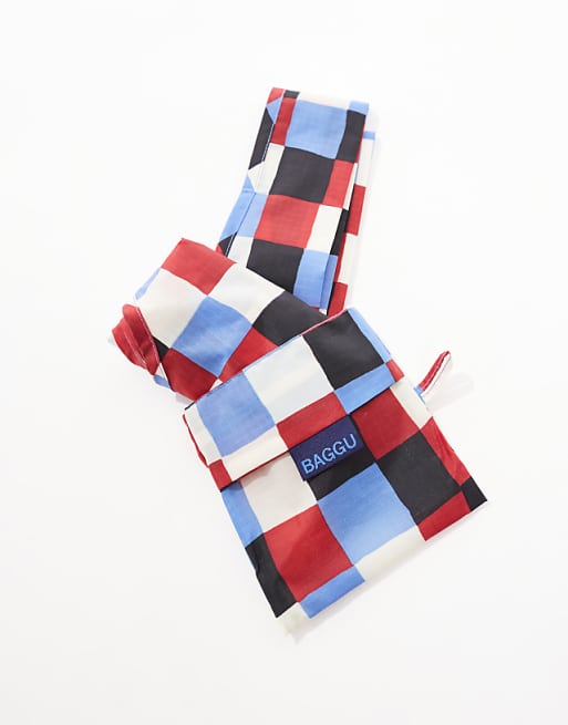 Baggu Packable Shopper Tote Bag In Painted Check Print