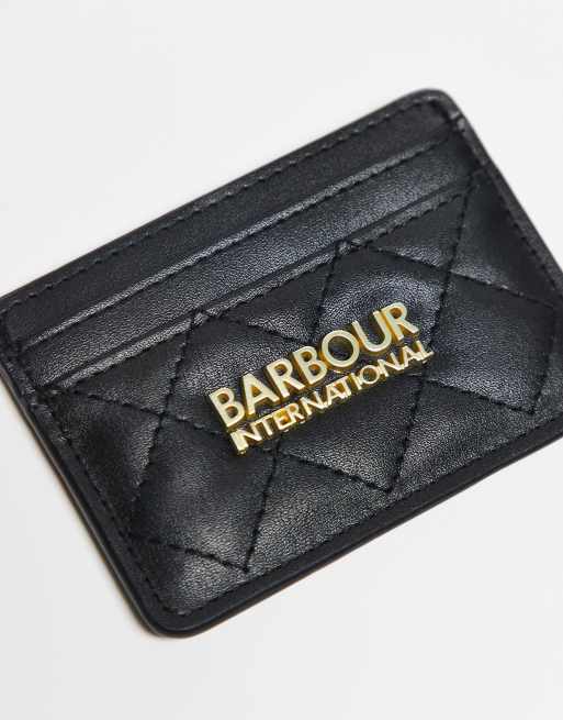 Barbour International Aurora Card Holder With Gold Detail In Black