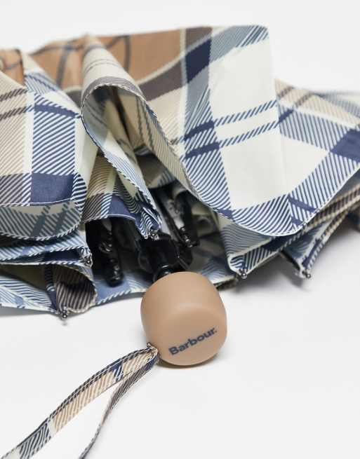 Barbour Portree Umbrella In Hessian Navy Tartan