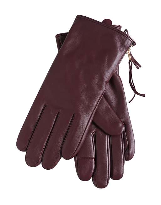 Barneys Originals leather gloves in burgundy