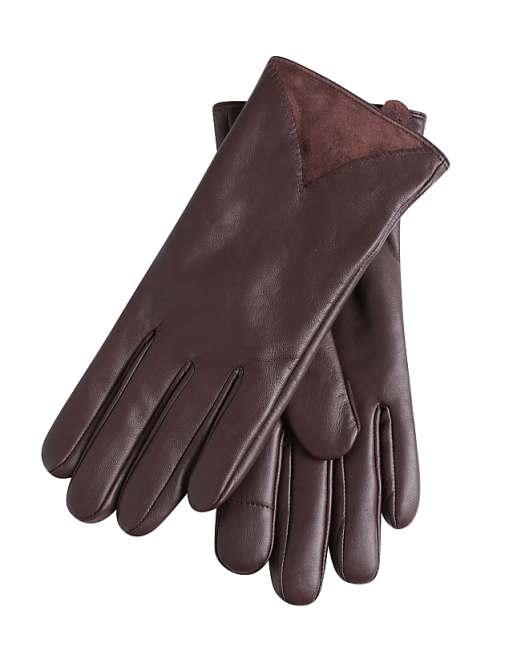Barneys Originals leather gloves in chocolate