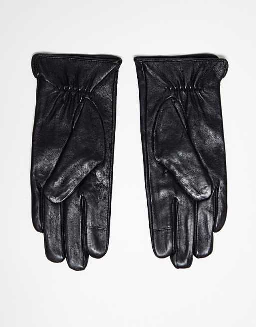 Barneys Originals Real Leather Gloves In Black
