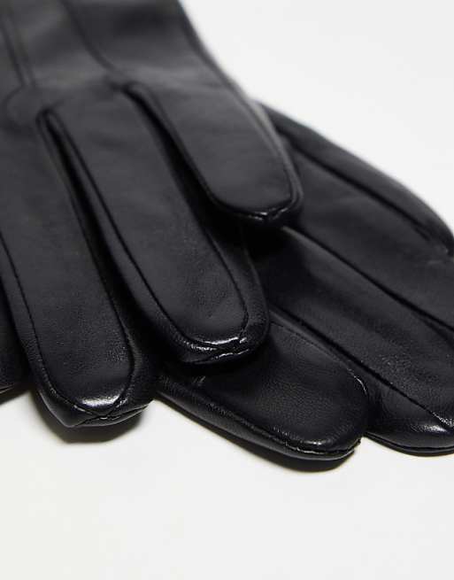 Barneys Originals Real Leather Gloves In Black