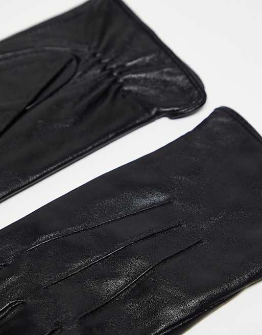 Barneys Originals Real Leather Gloves In Black